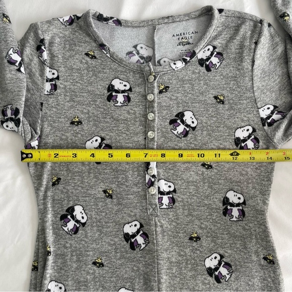 American Eagle “Vampire Snoopy Woodstock” Peanuts Print Henley Lounge Romper M - Picture 14 of 15